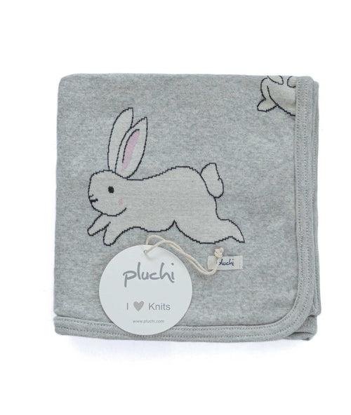 Rabbit Light Grey Melange Color Cotton Knitted Ac Blanket For Baby / Infant / New Born For Use In All Seasons