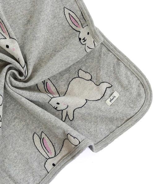 Rabbit Light Grey Melange Color Cotton Knitted Ac Blanket For Baby / Infant / New Born For Use In All Seasons