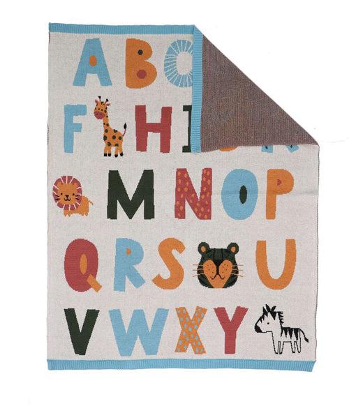 Alphabets Fun Baby Blanket, with Rib Border For Baby / Infant / New Born For Use In All Seasons