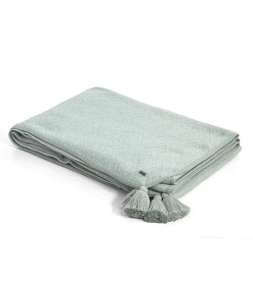 Aysel Vanilla Grey Melange 100% Cotton Knitted With Polyester Filled King Size Bed Cover With 2 Pillow Covers(Set of 3 Pcs)