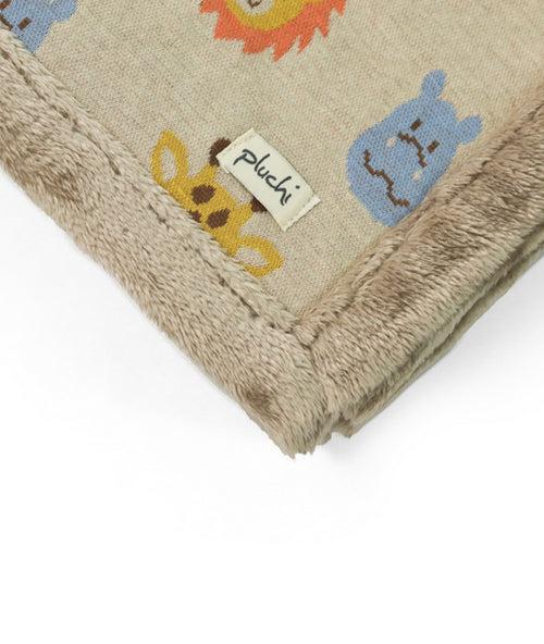 Safari Friends Natural & Multi Color Knitted Blanket with Faux Fur Back for Babies