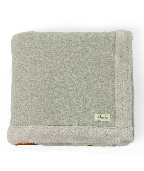 Mumma & Baby Bunny Vanilla Grey Melange Knitted Blanket with Faux Fur Back for Babies