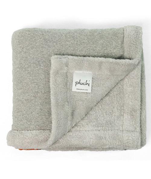 Mumma & Baby Bunny Vanilla Grey Melange Knitted Blanket with Faux Fur Back for Babies