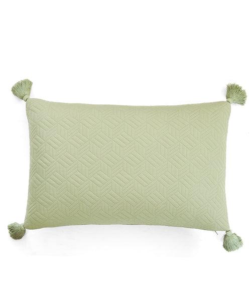 3D Cubic Scenic Green 100% Cotton Knitted With Polyester Filled King Size Bed Cover With 2 Pillow Covers(Set of 3 Pcs)