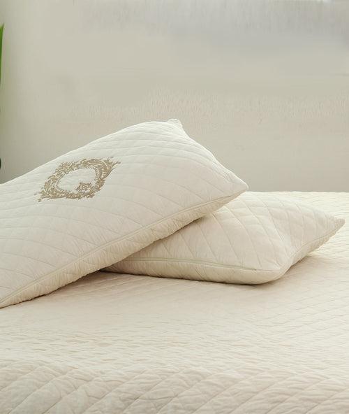 Zenobia Natural 100% Cotton Knitted With Polyester Filled King Size Bed Cover With 2 Pillow Covers (Set of 3 Pcs)