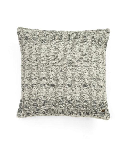 Cable Knit Dark Grey & Natural Cotton Knitted Decorative 18 X 18 Inches Cushion Cover