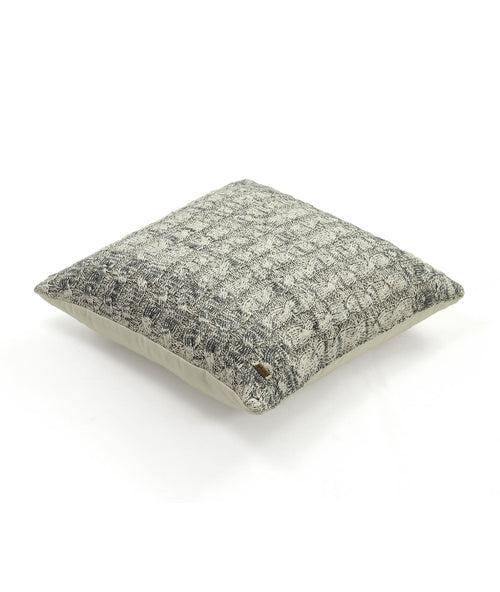 Cable Knit Dark Grey & Natural Cotton Knitted Decorative 18 X 18 Inches Cushion Cover