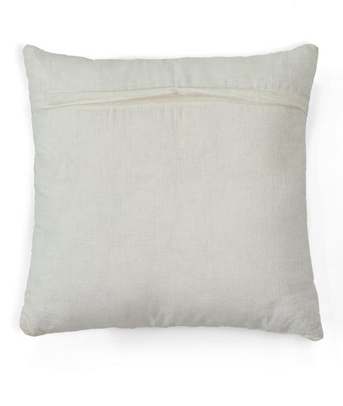 Ozaan Ivory Embroidered Linen Decorative 18 X 18 Inches Cushion Cover