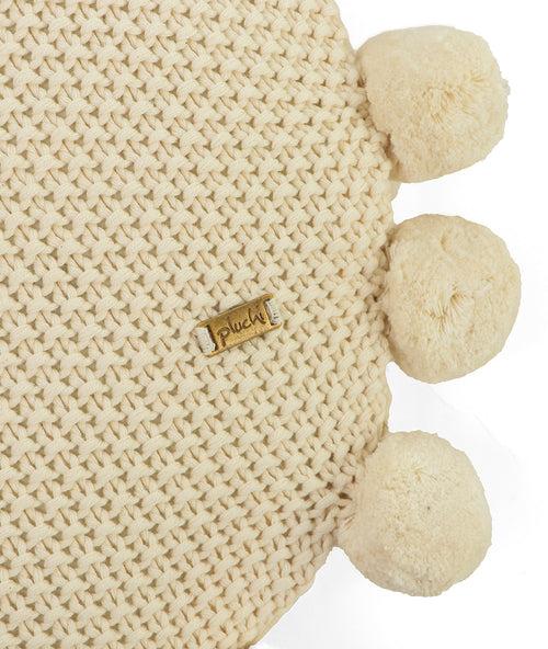 Pom Pom Natural Cotton Knitted Decorative 16 Inches Dia Cushion Cover