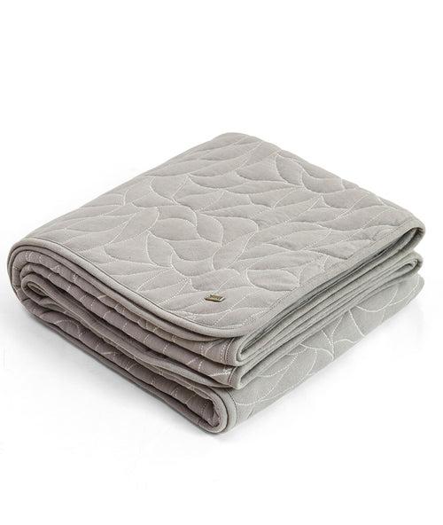 Garden Beauty Cotton Knitted Single Bed Dohar / Quilt (Light Grey & Natural)