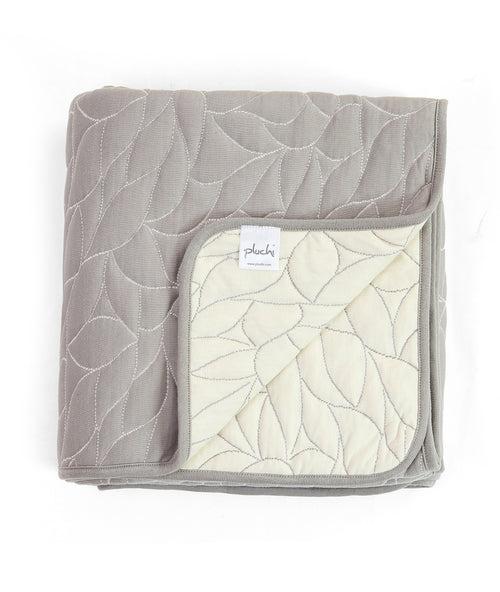 Garden Beauty Cotton Knitted Single Bed Dohar / Quilt (Light Grey & Natural)