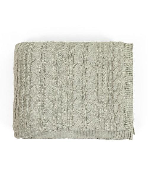 Arch Cable  Cotton Knitted Single Bed Sherpa Blanket (Vanilla Grey Mélange)