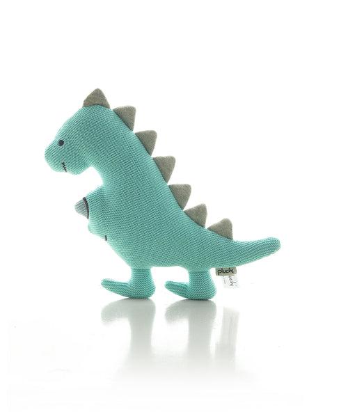 Cute Dino Cotton Knitted Stuffed Soft Toy for Babies & Kids (Fresh Mint)