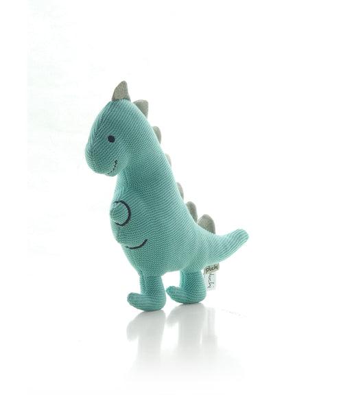 Cute Dino Cotton Knitted Stuffed Soft Toy for Babies & Kids (Fresh Mint)