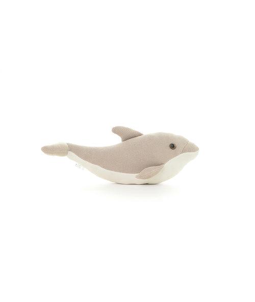 Fin Dolphin Cotton Knitted Stuffed Soft Toy (Pale Whisper & Ivory)