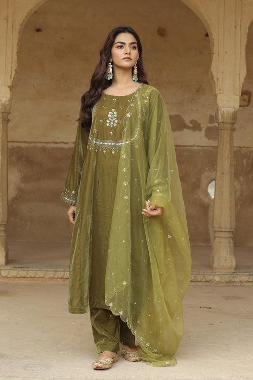 Ishtaar Green Velvet Set