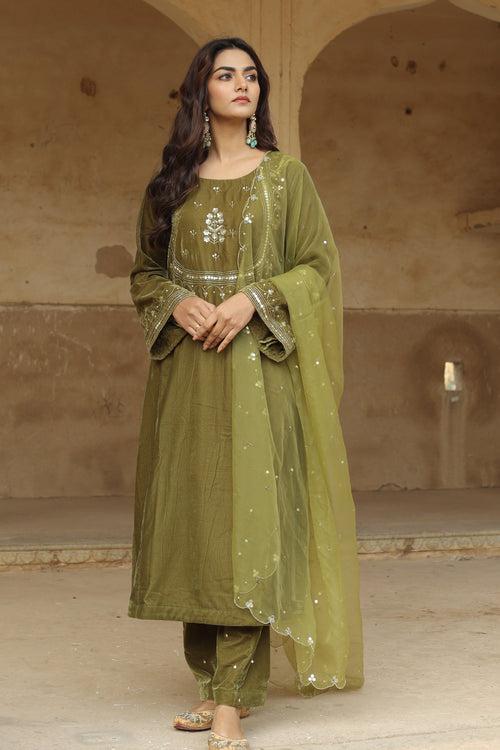 Ishtaar Green Velvet Set