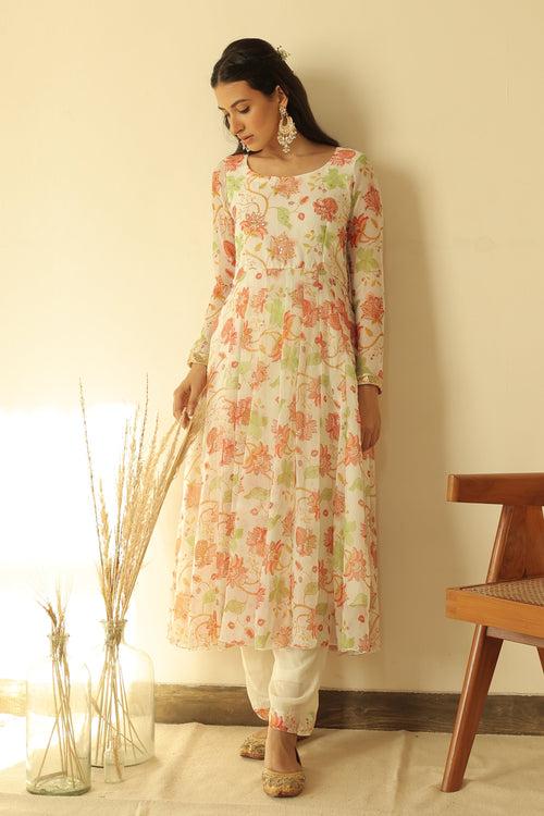 Zaheen Floral Anarkali Set