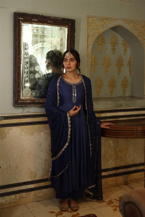 Tazmeen Blue Anarkali Set