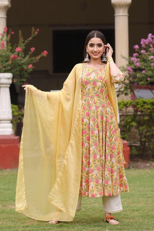 Farida Handblock Print Anarkali Set