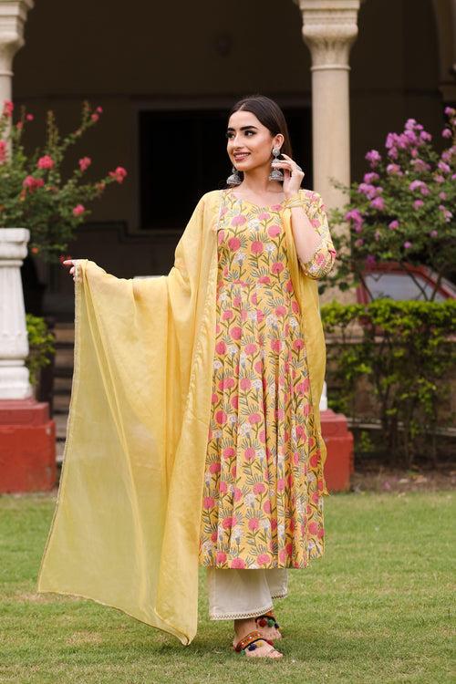 Farida Handblock Print Anarkali Set