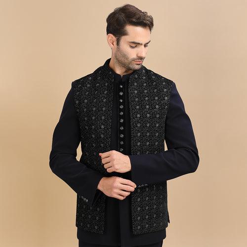 Elegance Regal Noir Jodhpuri with Embroidered  Jacket