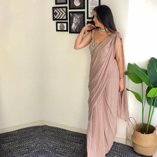 Grace  Elegance Creamy Crape Saree