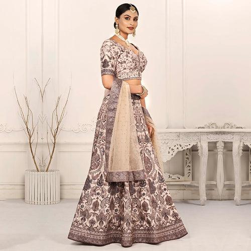 Light Cream Shimmer Lehenga Set