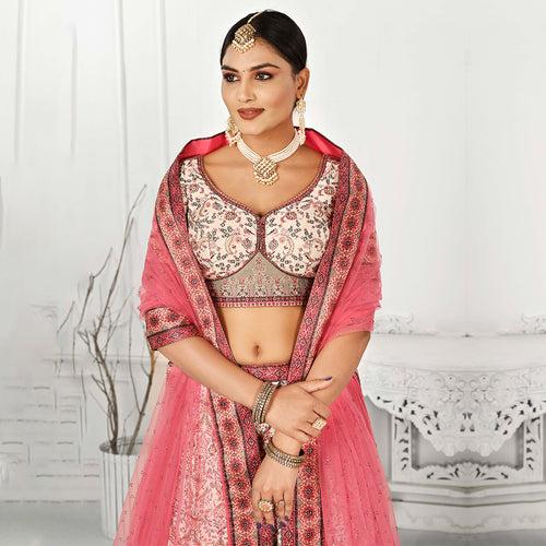 Light Pink Embroidered Lehenga Set