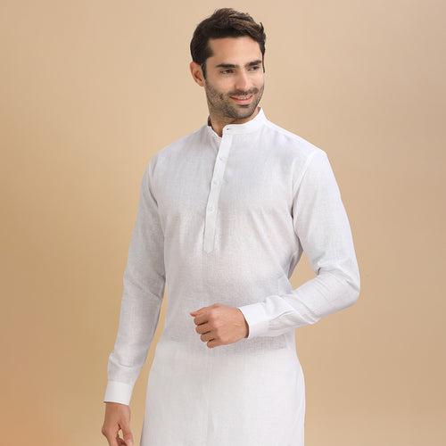 Elegance Pure Men's White Plain Kurta