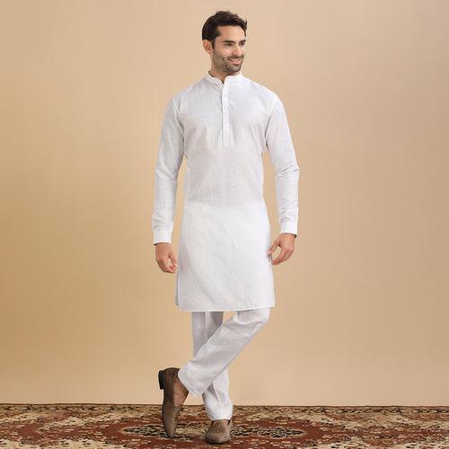 Elegance Pure Men's White Plain Kurta