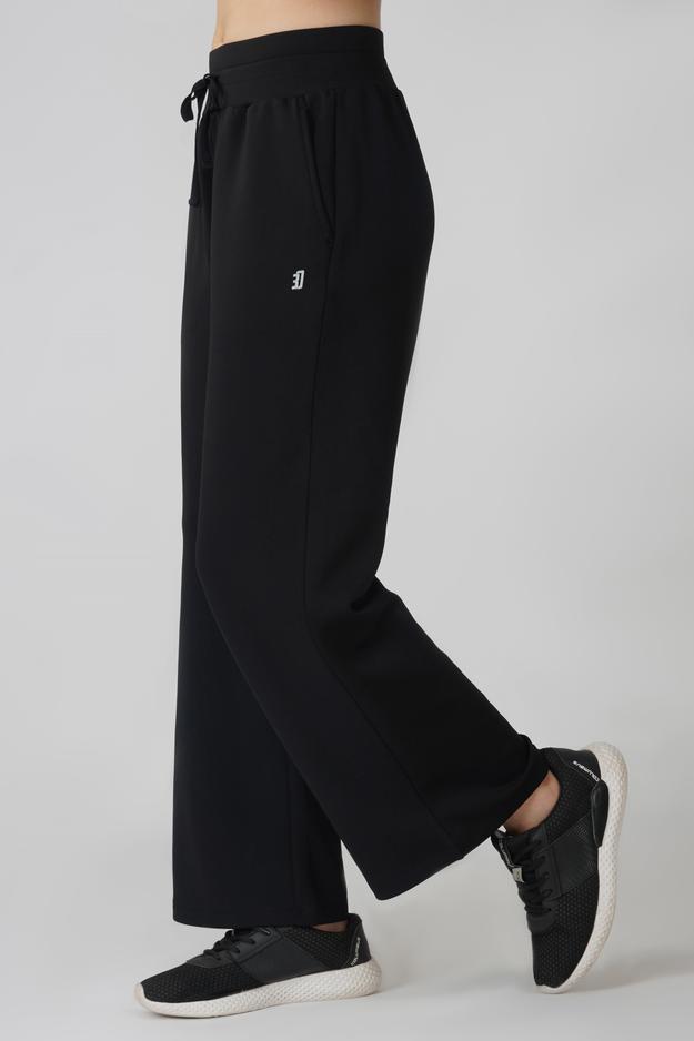 Black Relaxed Wide Leg Trousers