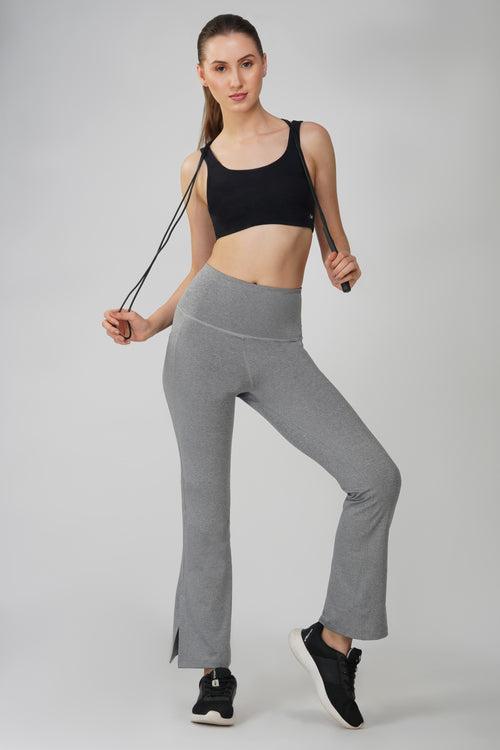 Grey Side Slit Flare Pant