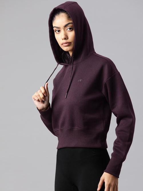 Alcis Women Solid Hooded Sweatshirt