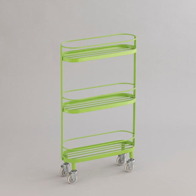 THREE-STORY GREEN MULTI-PURPOSE TROLLEY