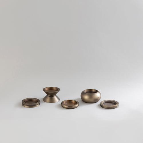 CANDLE HOLDERS ANTIQUE BRASS - SET OF 5