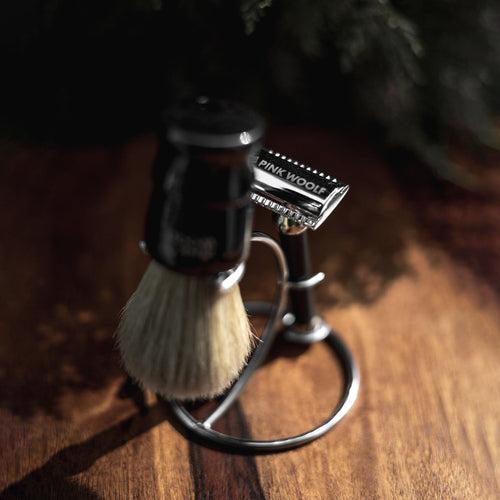 Pink Woolf Classic Safety Razor & Shaving Brush Stand