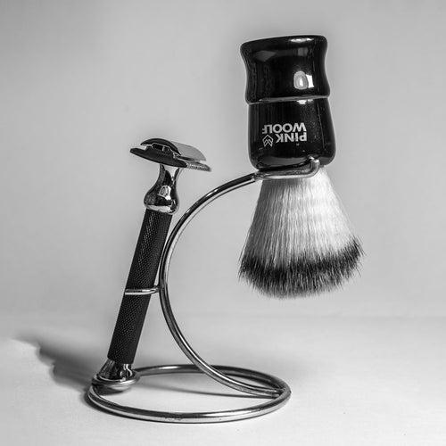 Pink Woolf Classic Safety Razor & Shaving Brush Stand