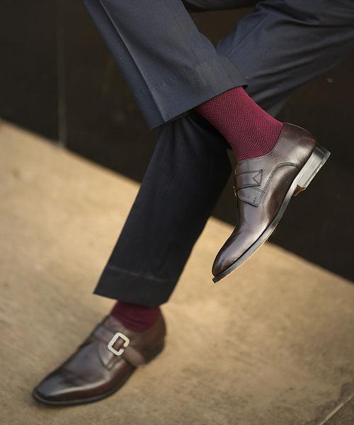 Maroon Herringbone