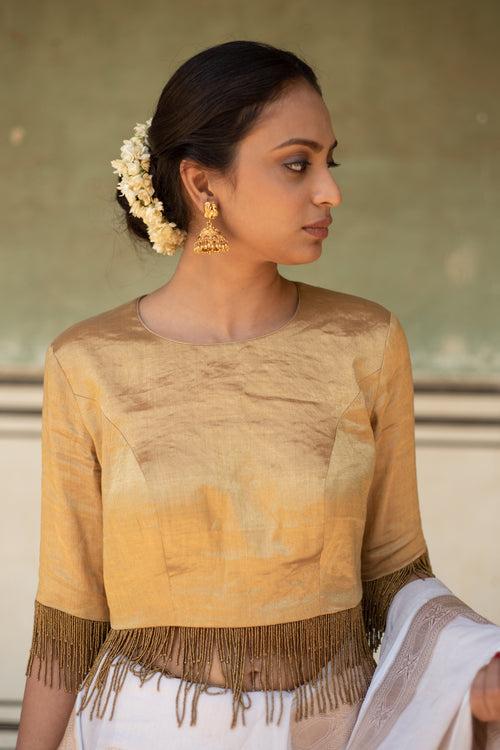 Noor- Gold Silk Chanderi Blouse