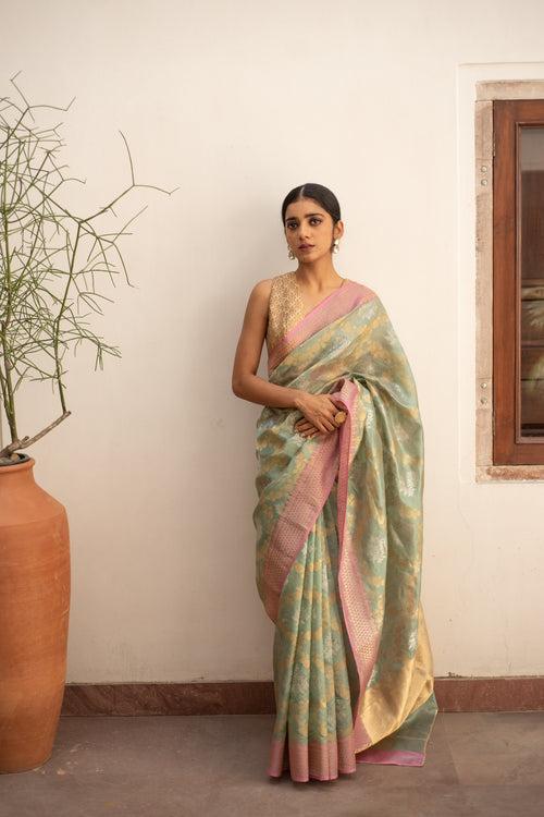 Rumi- Green Silk Chanderi Saree