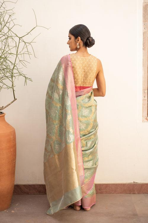 Rumi- Green Silk Chanderi Saree