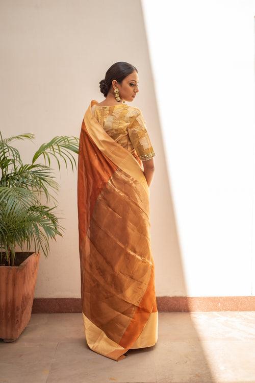 Lopa Rust- Rust Silk Chanderi Saree