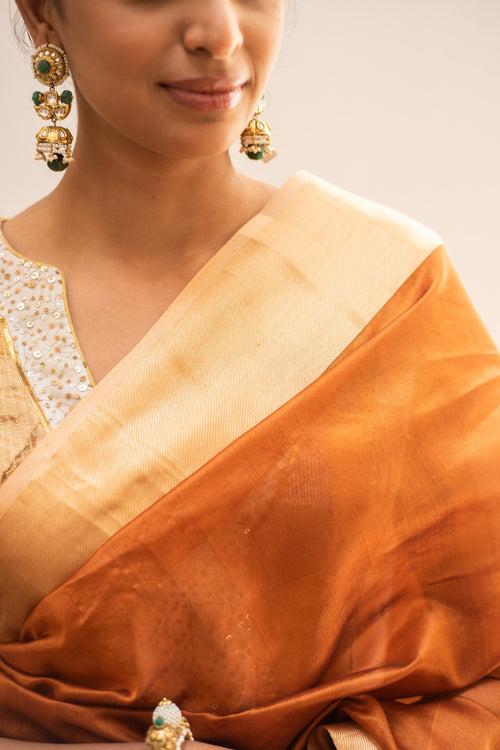 Lopa Rust- Rust Silk Chanderi Saree