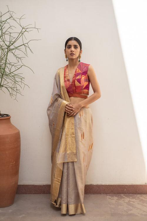 Kuu- Blush Silk Chanderi Tissue Saree