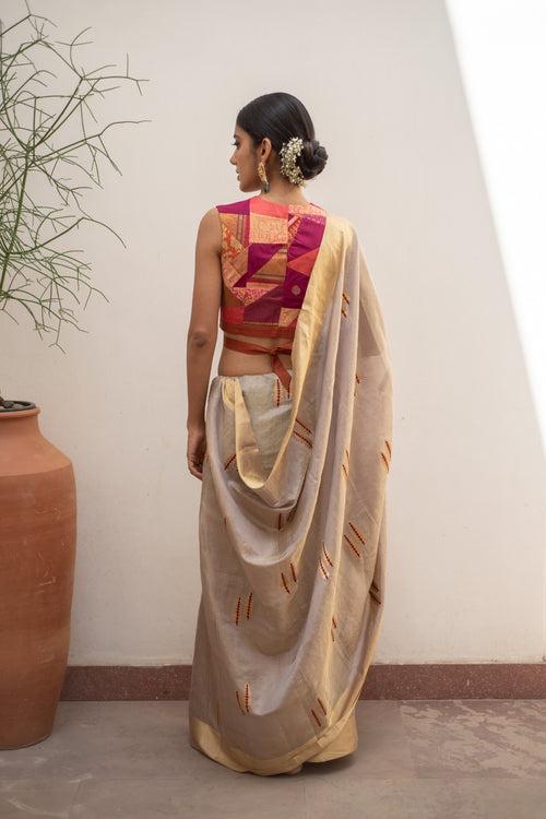 Kuu- Blush Silk Chanderi Tissue Saree