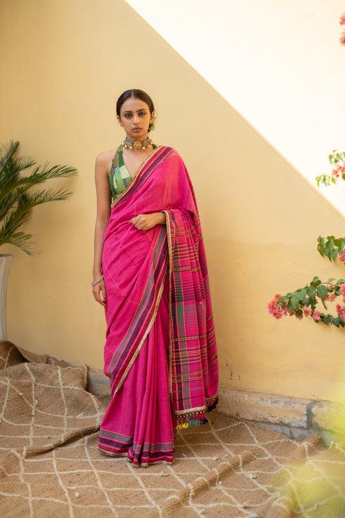 Kiah- Pink Cotton Saree