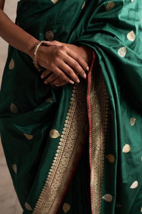 Arshiyaa- Green Silk Brocade Banarasi Saree