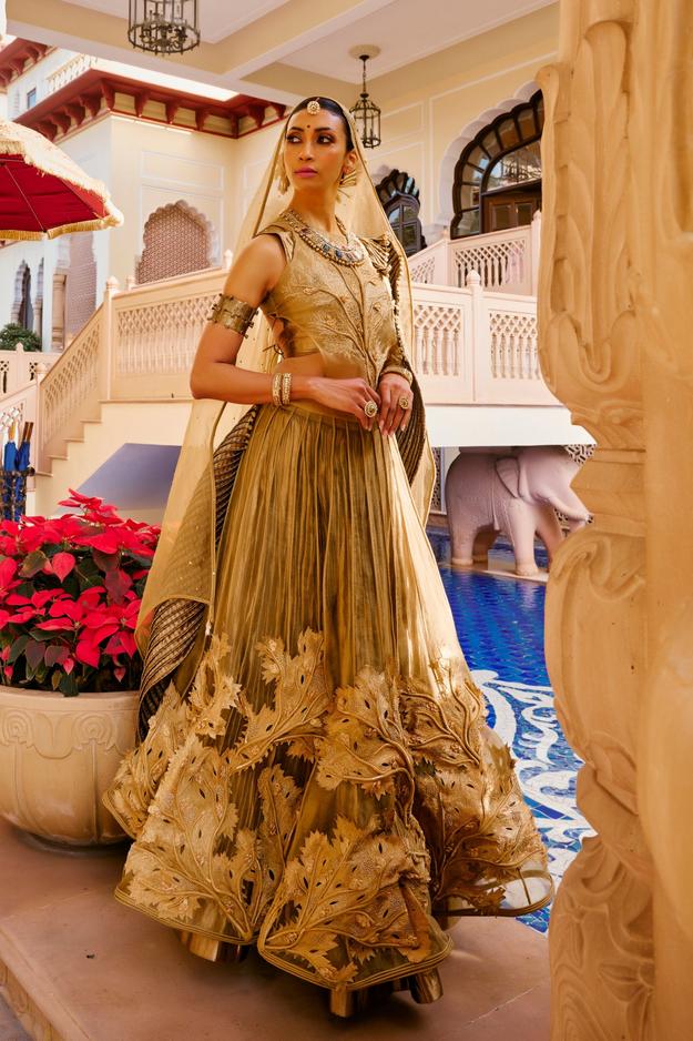 Gold Coral Lehenga Set