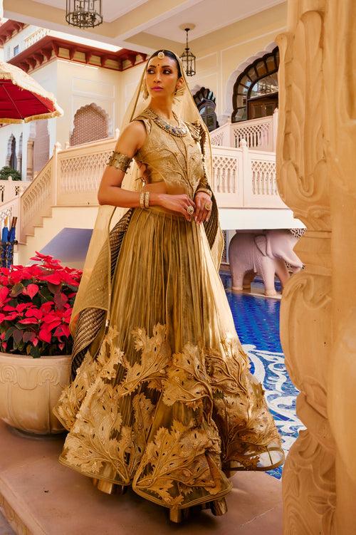 Gold Coral Lehenga Set